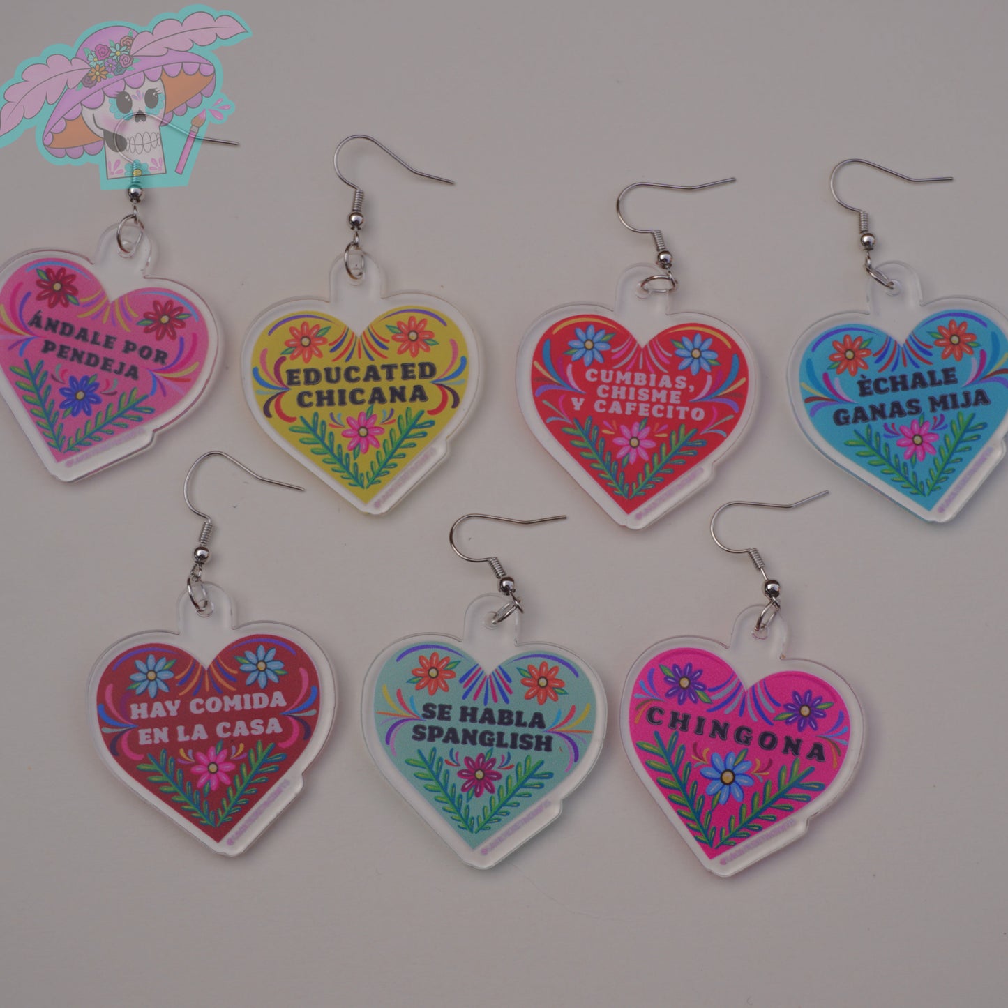 Acrylic Mexican Phrase Earrings