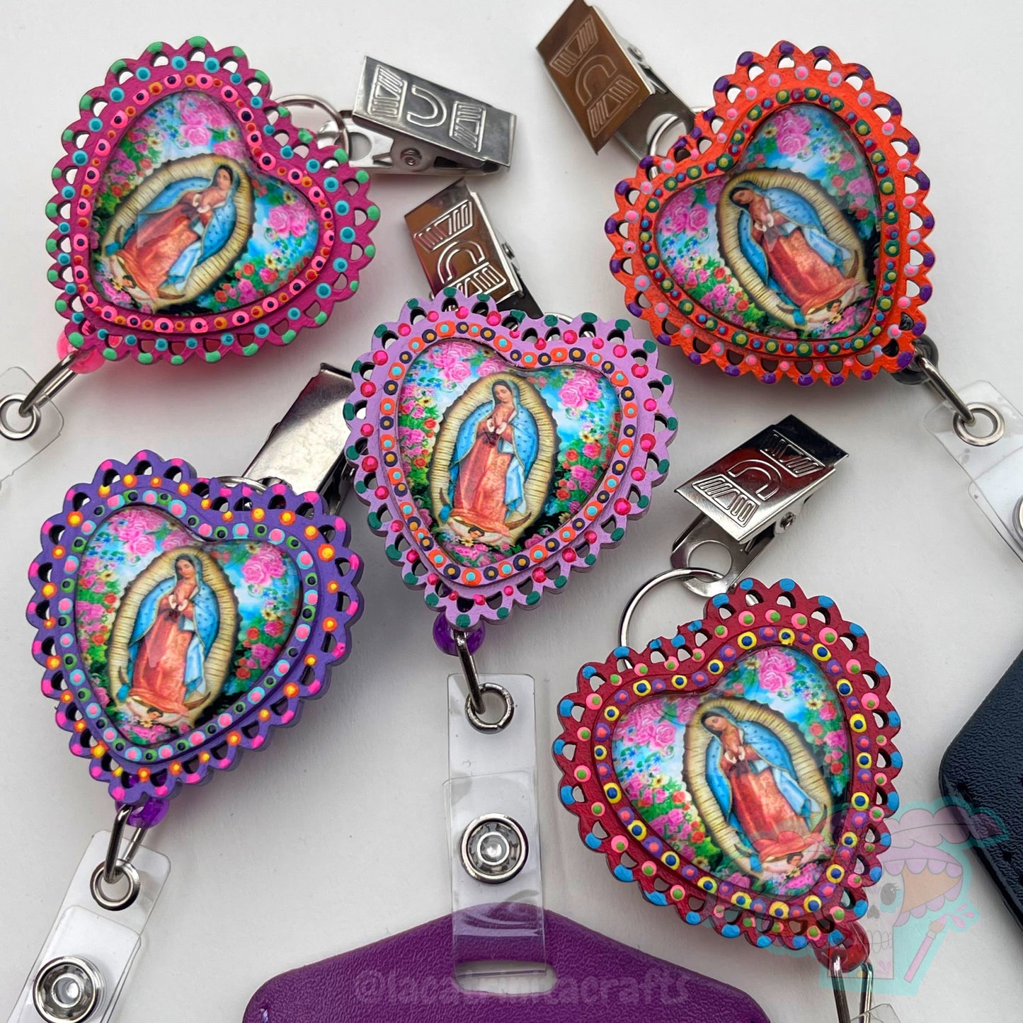 Virgencita Badge Reel + Holder