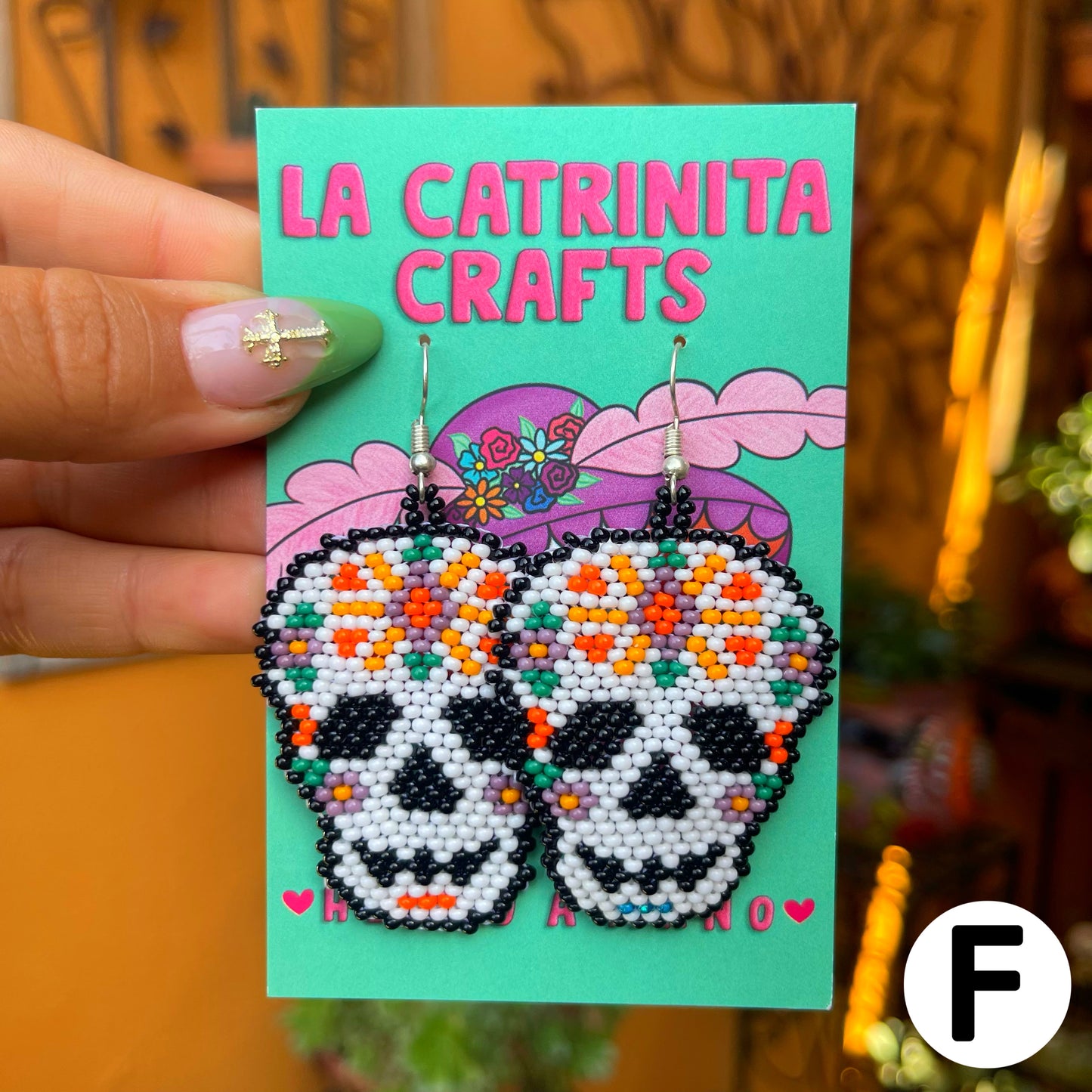 Beadad Calavera Earrings