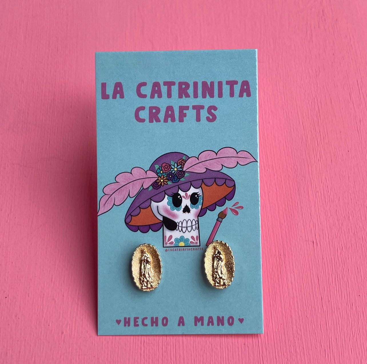 Gold-Plated Virgencita Studs