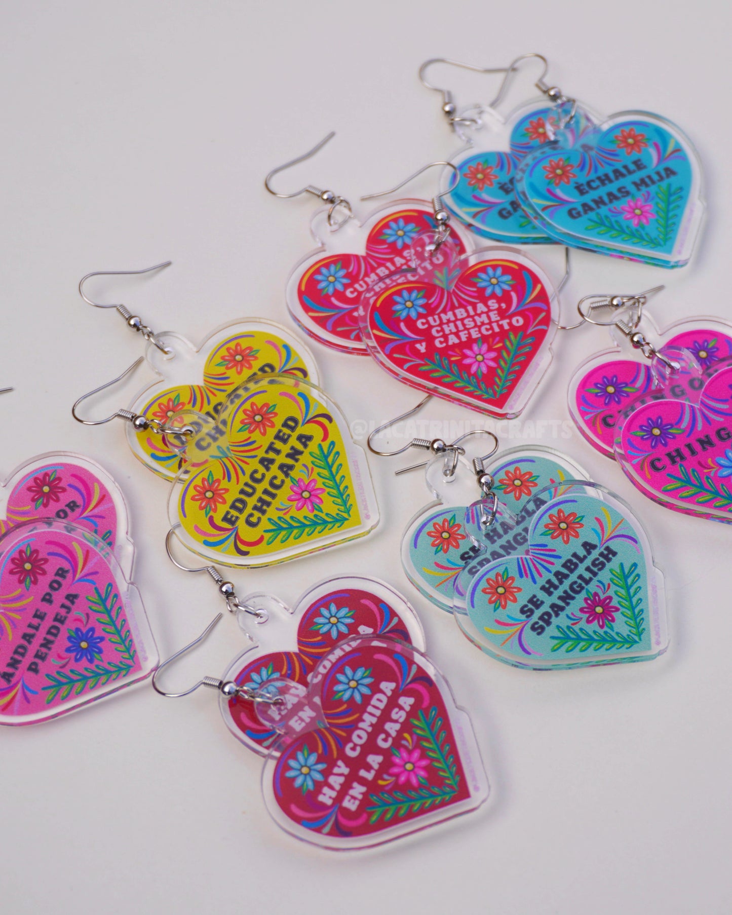 Acrylic Mexican Phrase Earrings