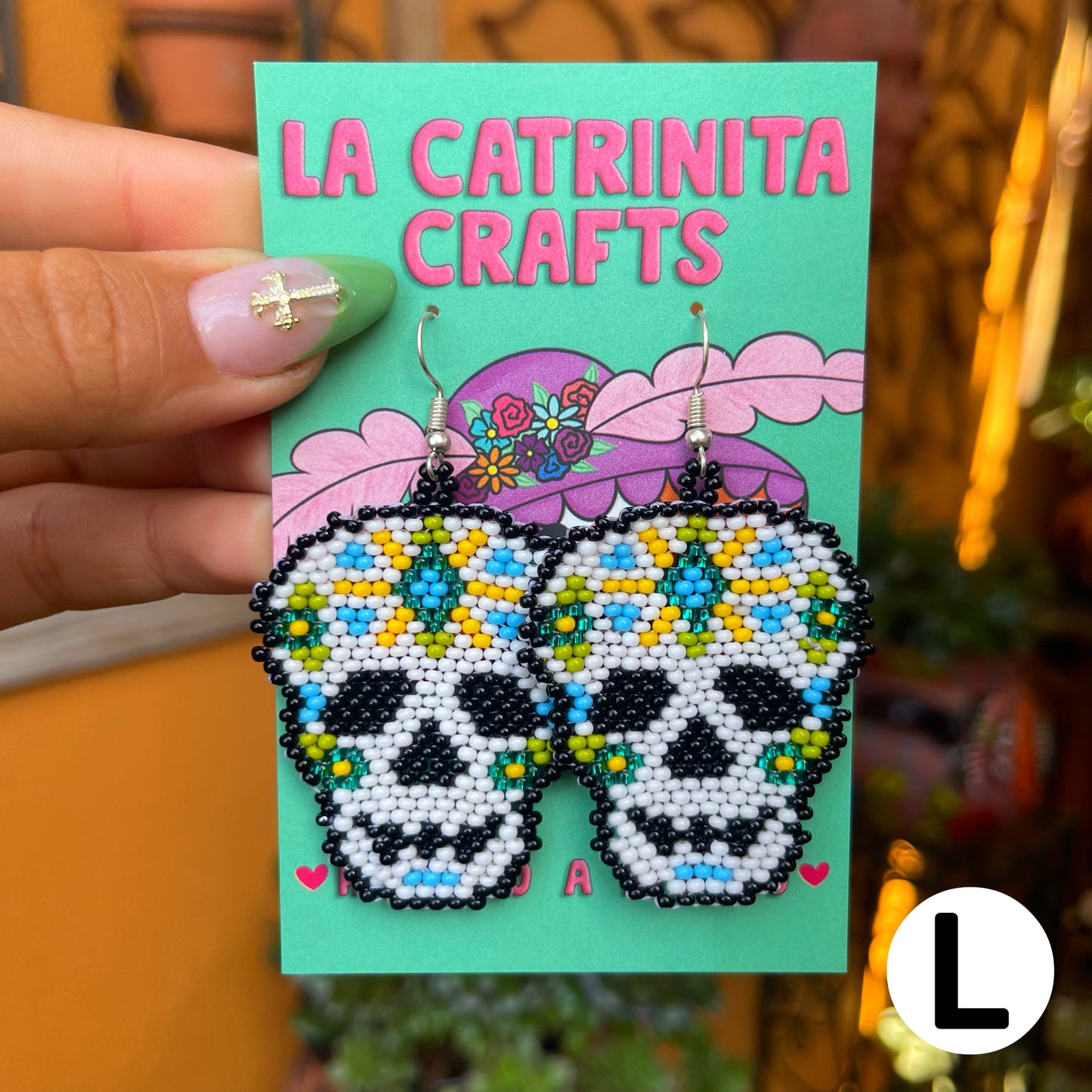 Beadad Calavera Earrings