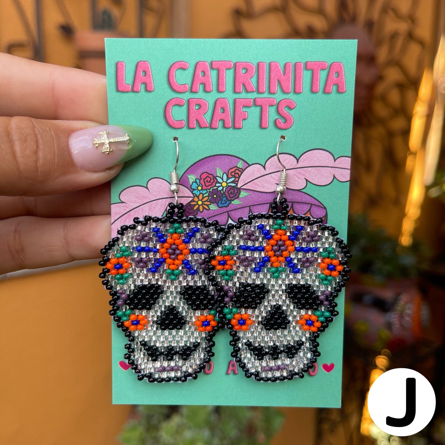 Beadad Calavera Earrings