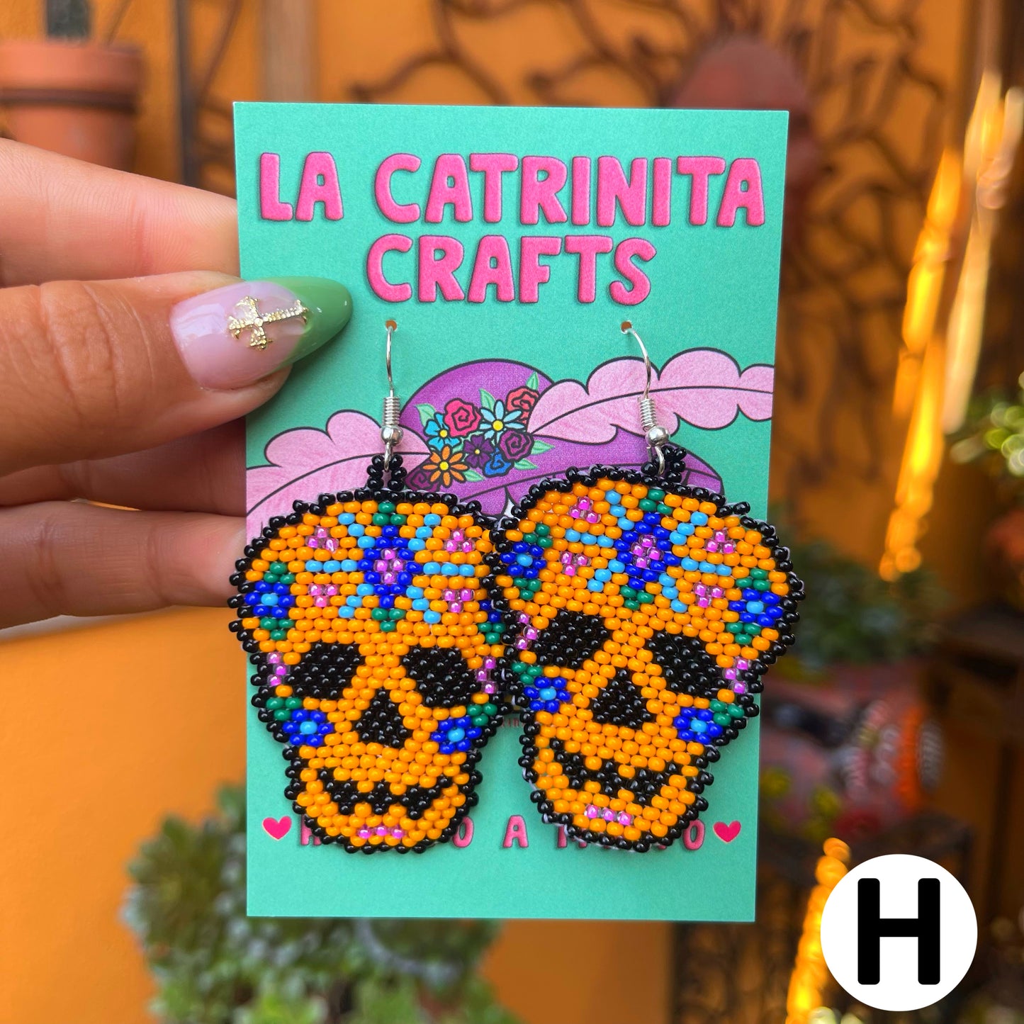 Beadad Calavera Earrings