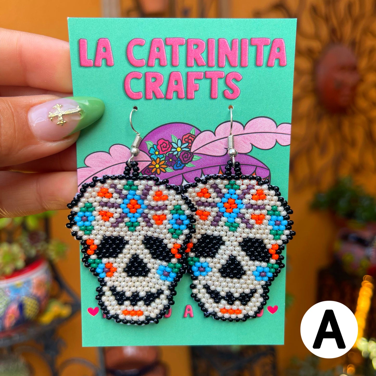 Beadad Calavera Earrings