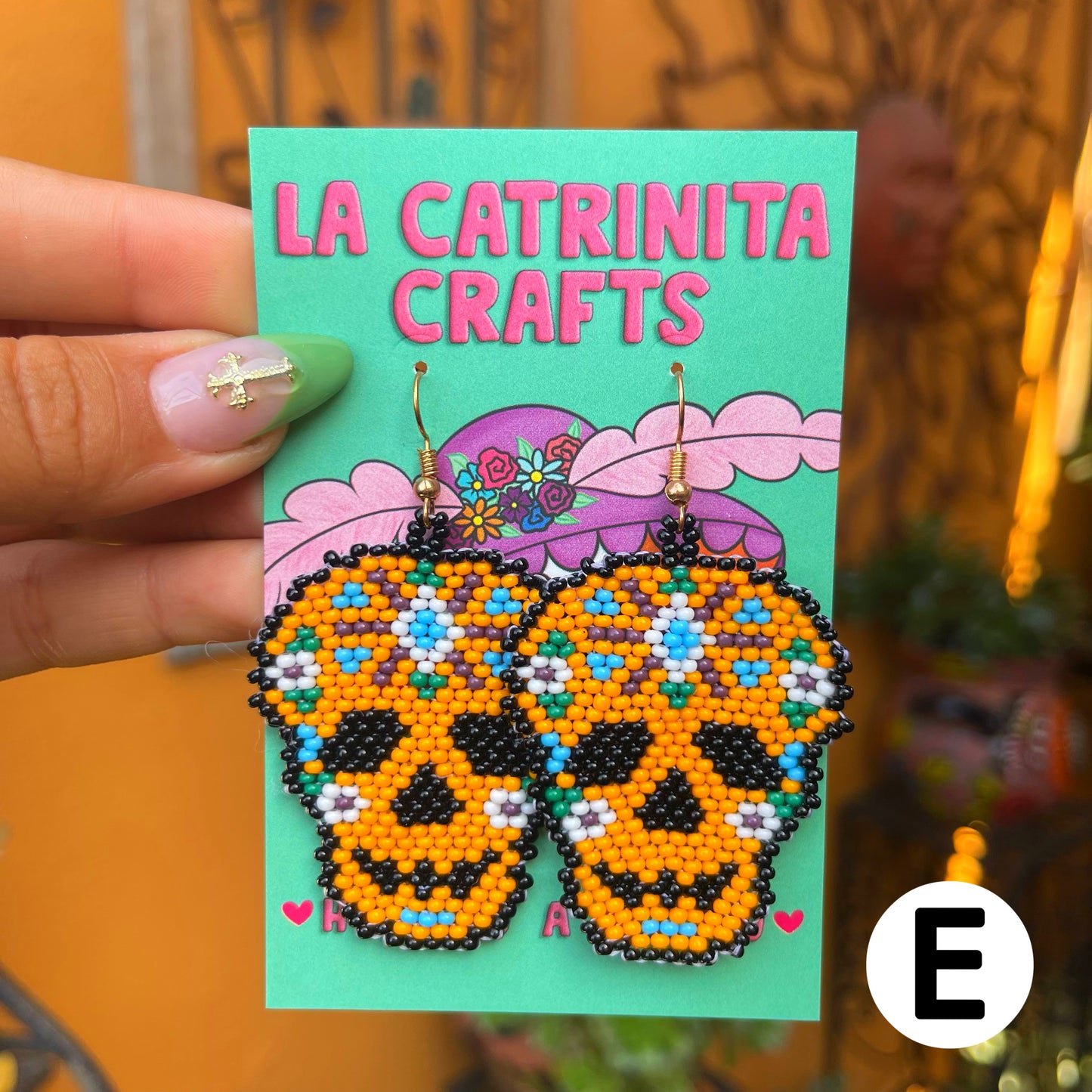 Beadad Calavera Earrings