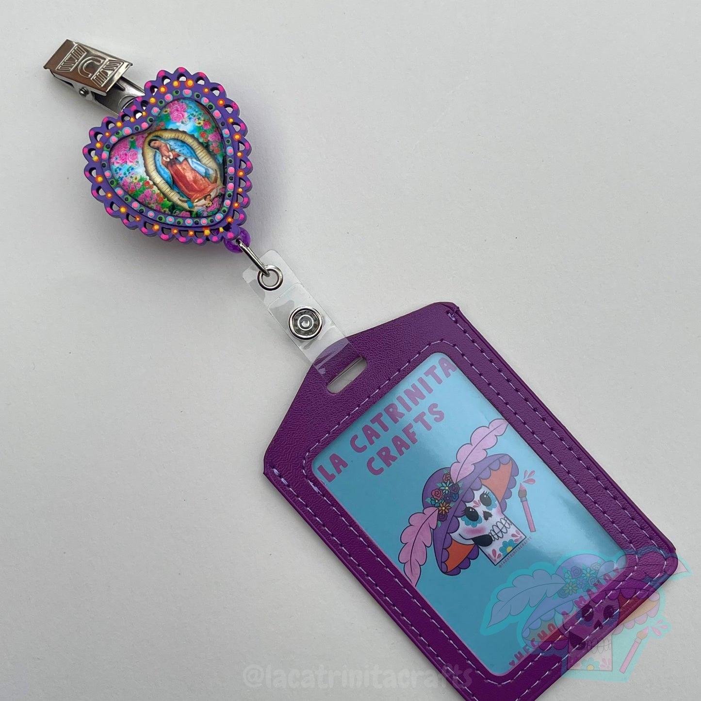 Virgencita Badge Reel + Holder