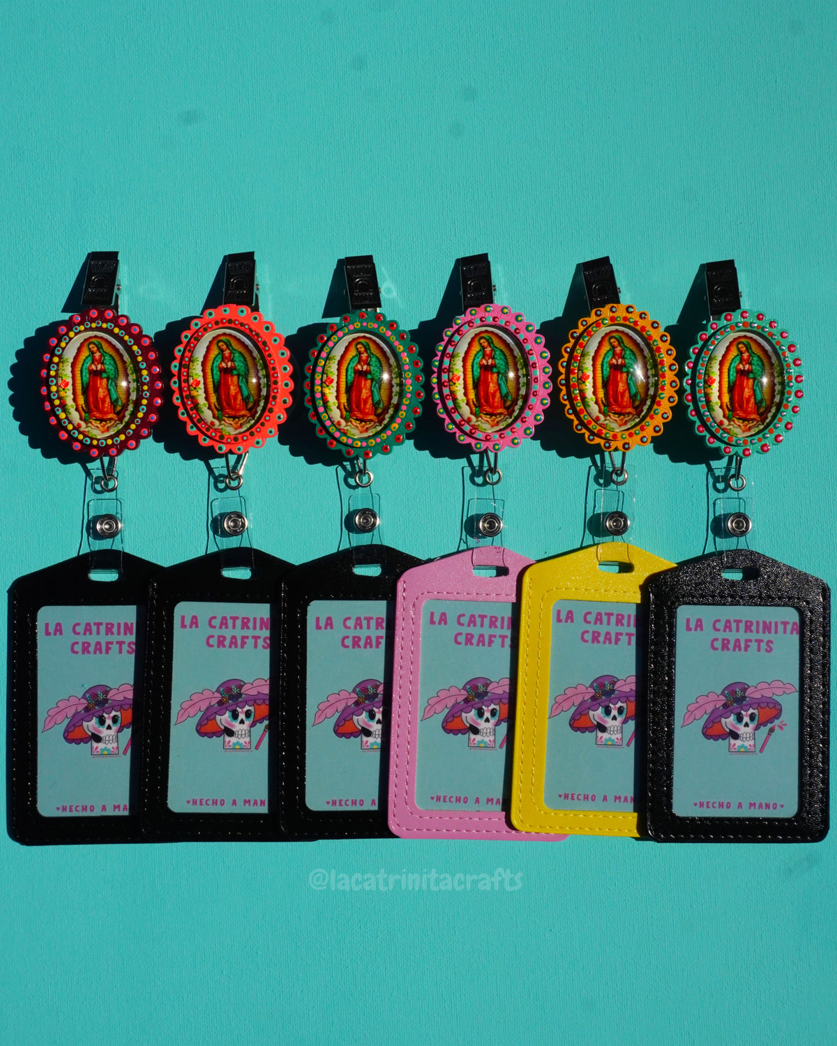 Virgencita Badge Reel + Holder