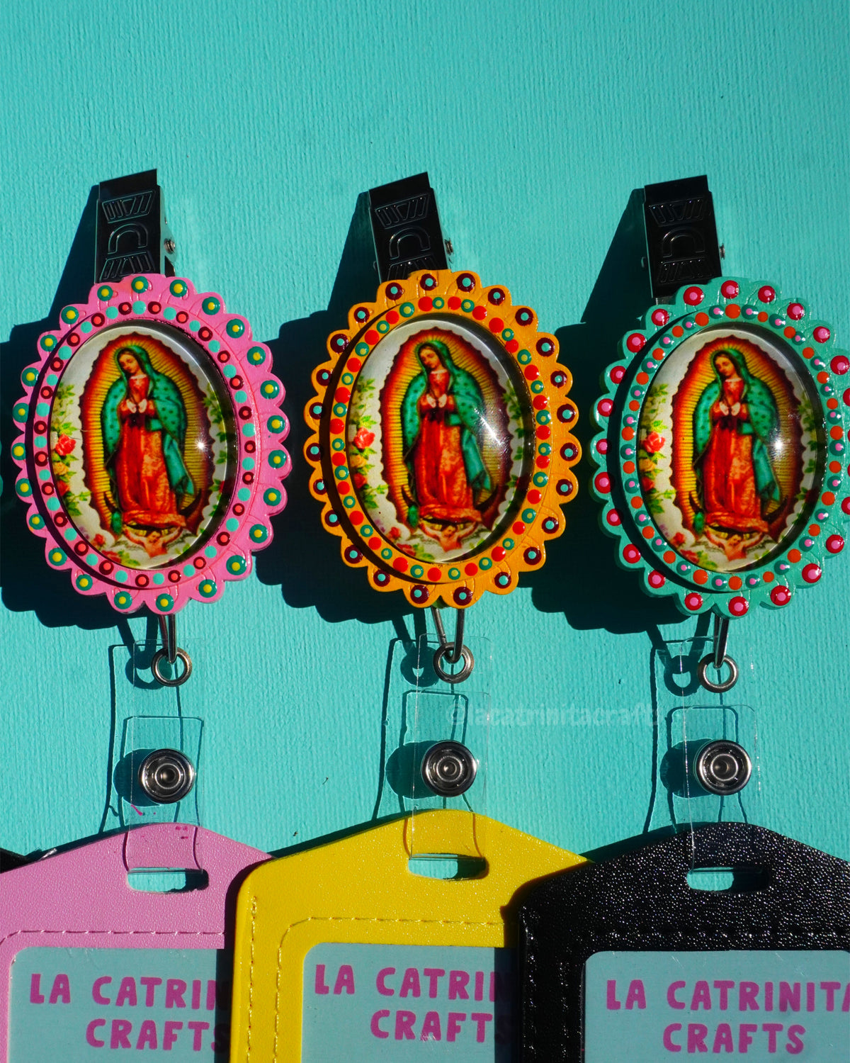 Virgencita Badge Reel + Holder