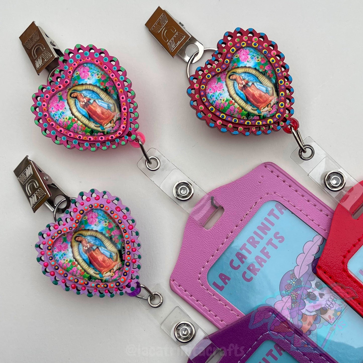 Virgencita Badge Reel + Holder