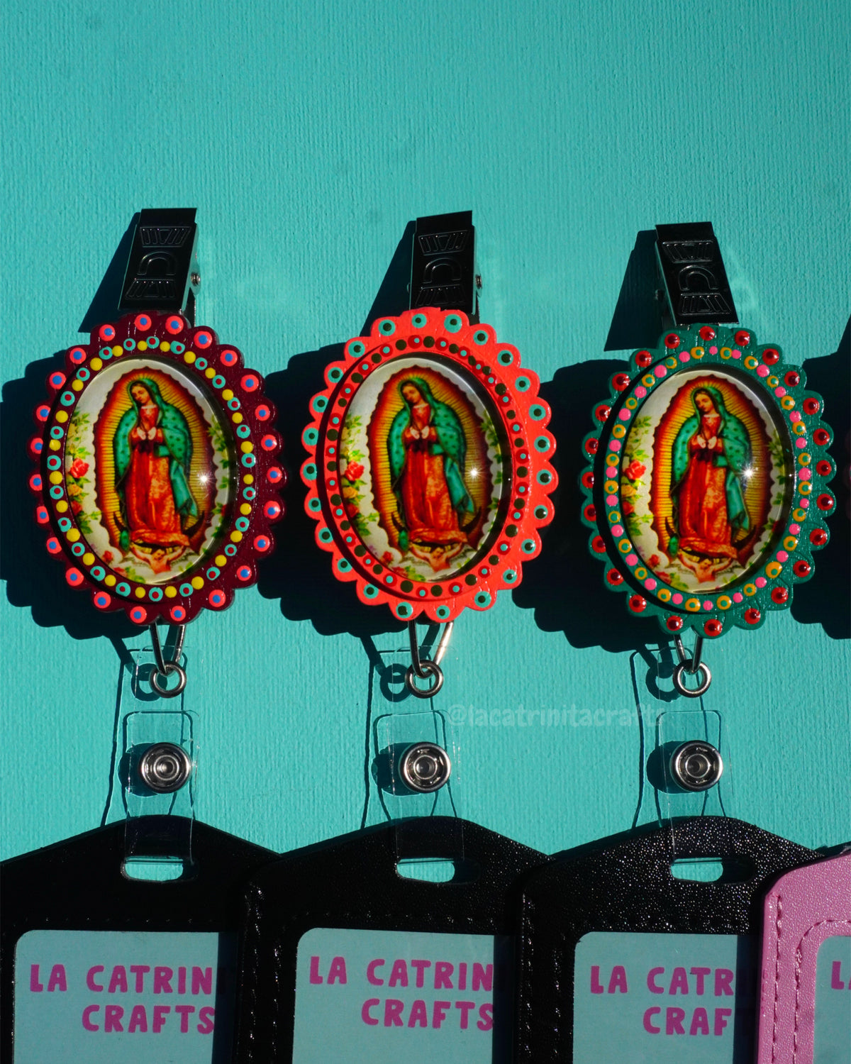 Virgencita Badge Reel + Holder