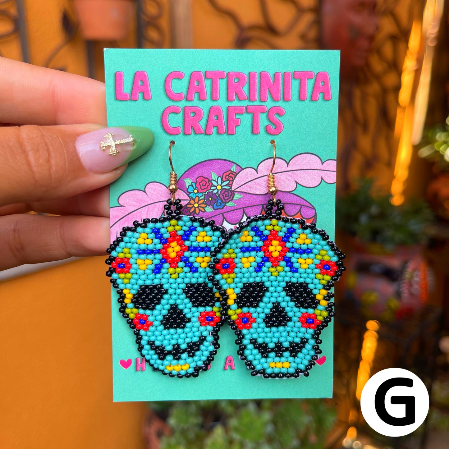 Beadad Calavera Earrings