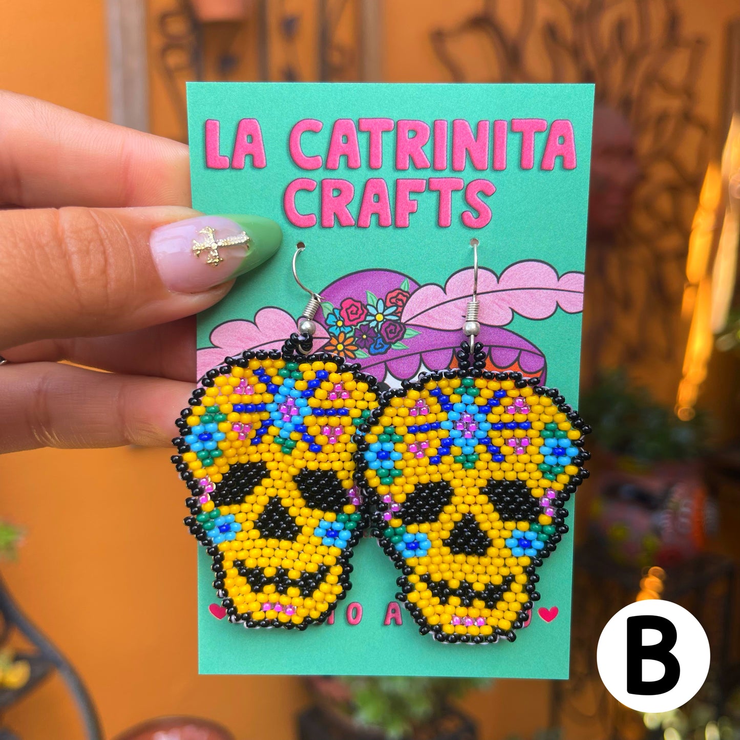 Beadad Calavera Earrings