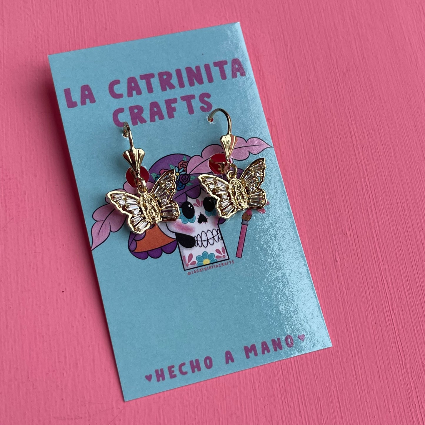 Virgencita Butterfly Earrings (Gold-Plated)