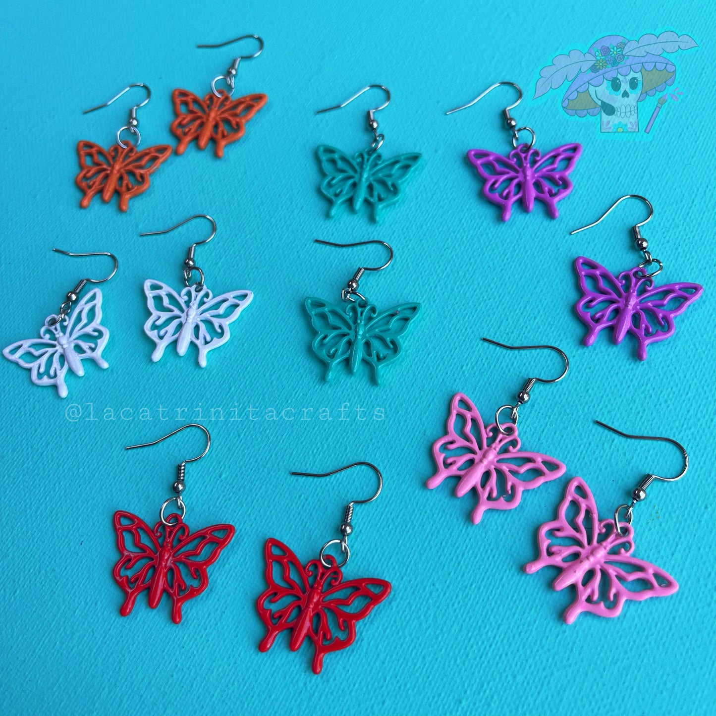 Colorful Butterfly Outline Earrings